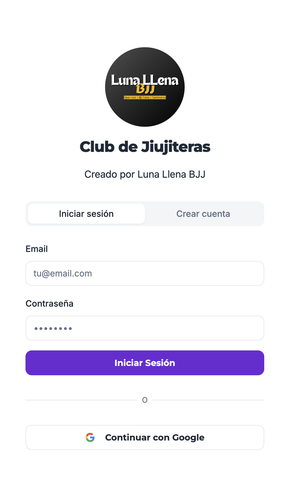 Club de Jiu Jiteras app screen